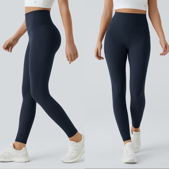 NWOT Halara 7/8 Leggings High Waisted Tummy Control Carbon Pockets Size S - Picture 1 of 9